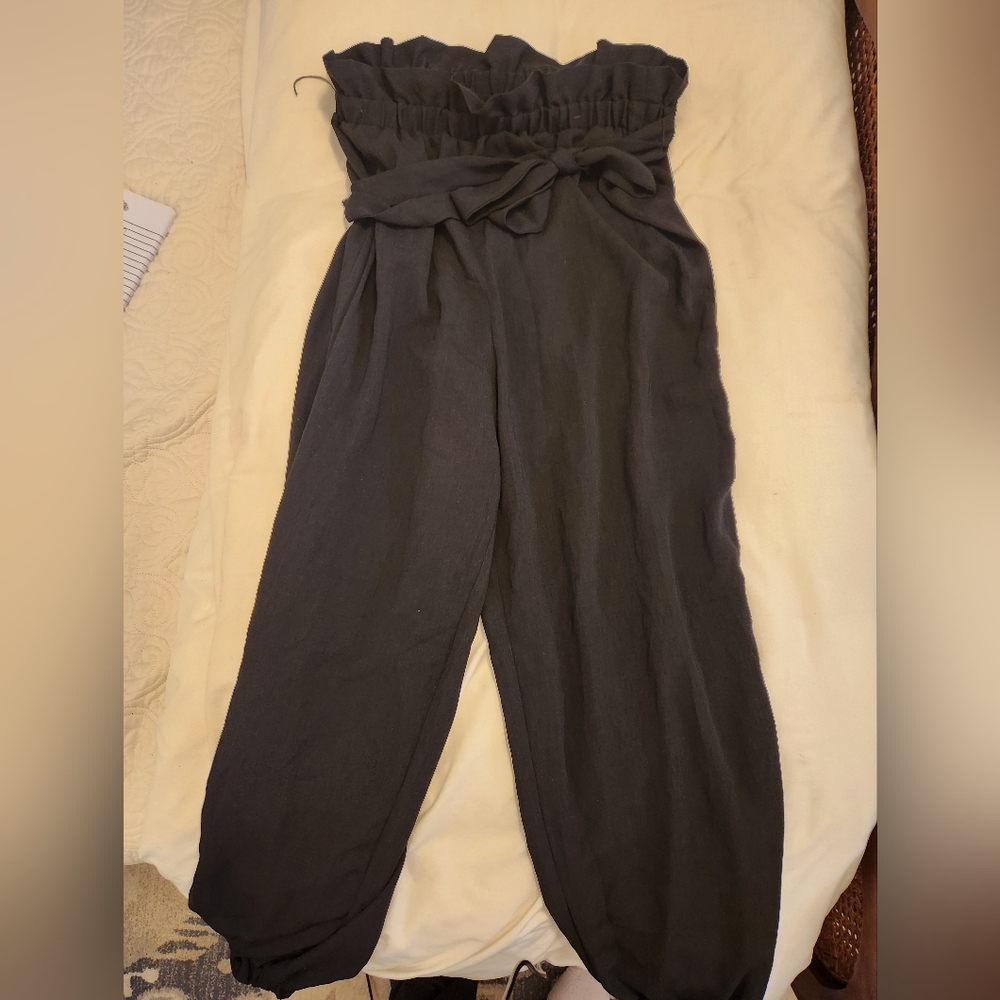 Venus black paper bag jogger pants